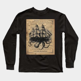 Kraken Attacking on Almanac Back Long Sleeve T-Shirt